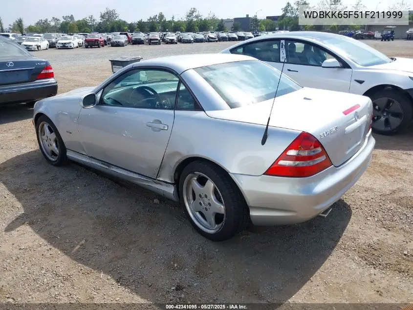 2001 Mercedes-Benz Slk 320 VIN: WDBKK65F51F211999 Lot: 42341095