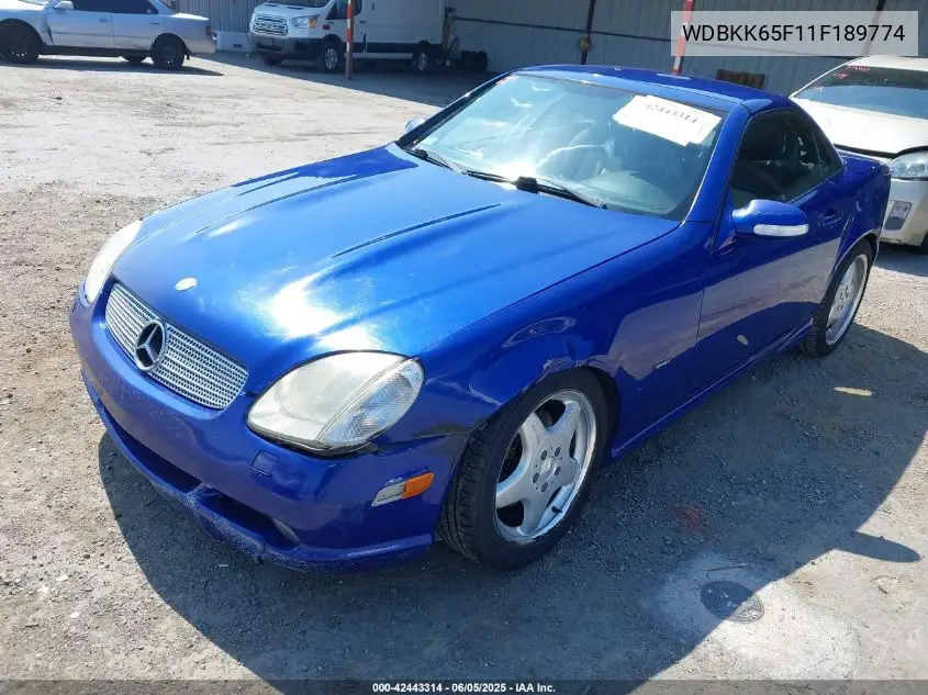 2001 Mercedes-Benz Slk 320 VIN: WDBKK65F11F189774 Lot: 42443314