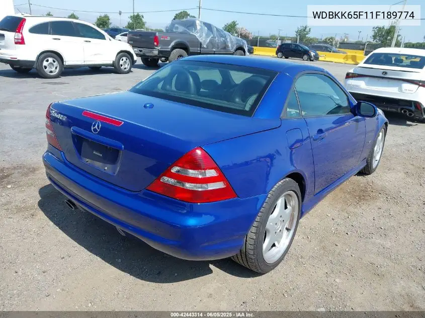 2001 Mercedes-Benz Slk 320 VIN: WDBKK65F11F189774 Lot: 42443314
