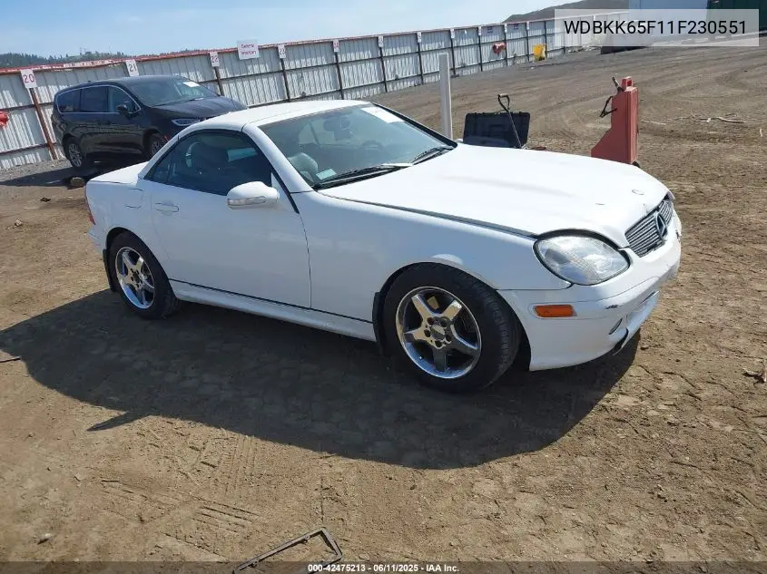 2001 Mercedes-Benz Slk 320 VIN: WDBKK65F11F230551 Lot: 42475213