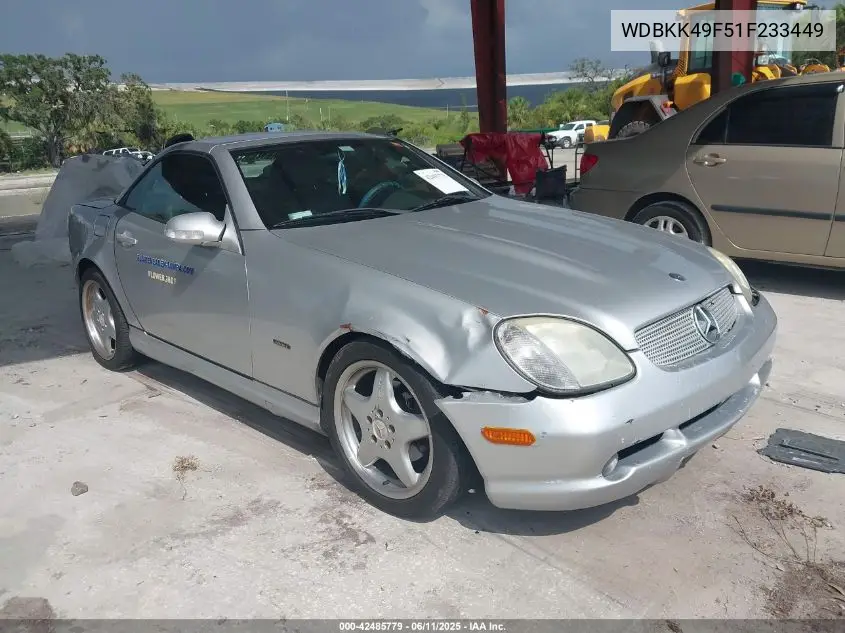 2001 Mercedes-Benz Slk 230 Kompressor VIN: WDBKK49F51F233449 Lot: 42485779