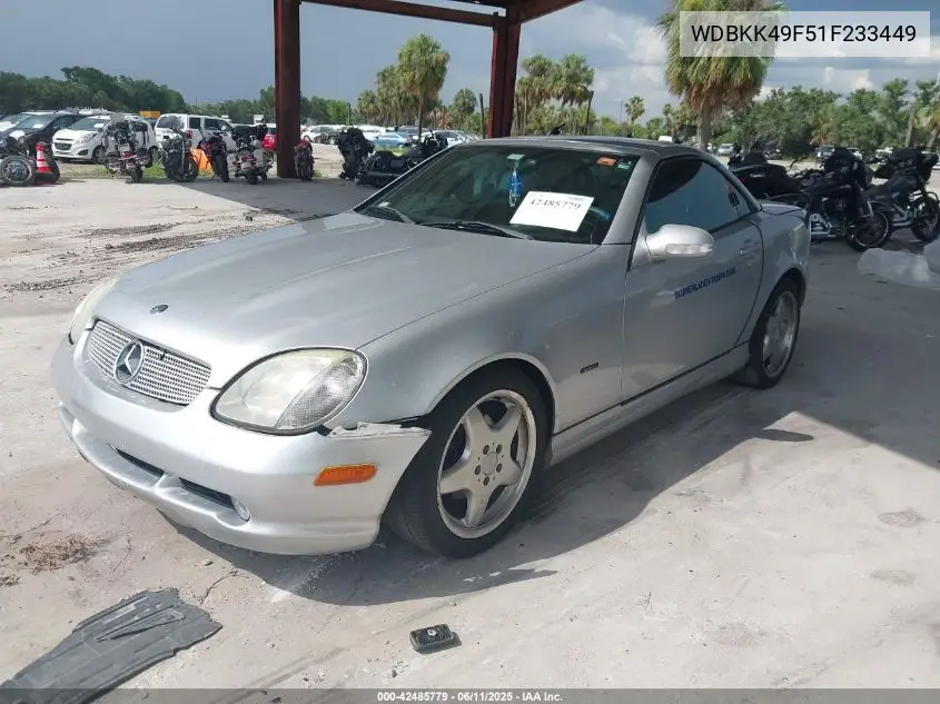 2001 Mercedes-Benz Slk 230 Kompressor VIN: WDBKK49F51F233449 Lot: 42485779
