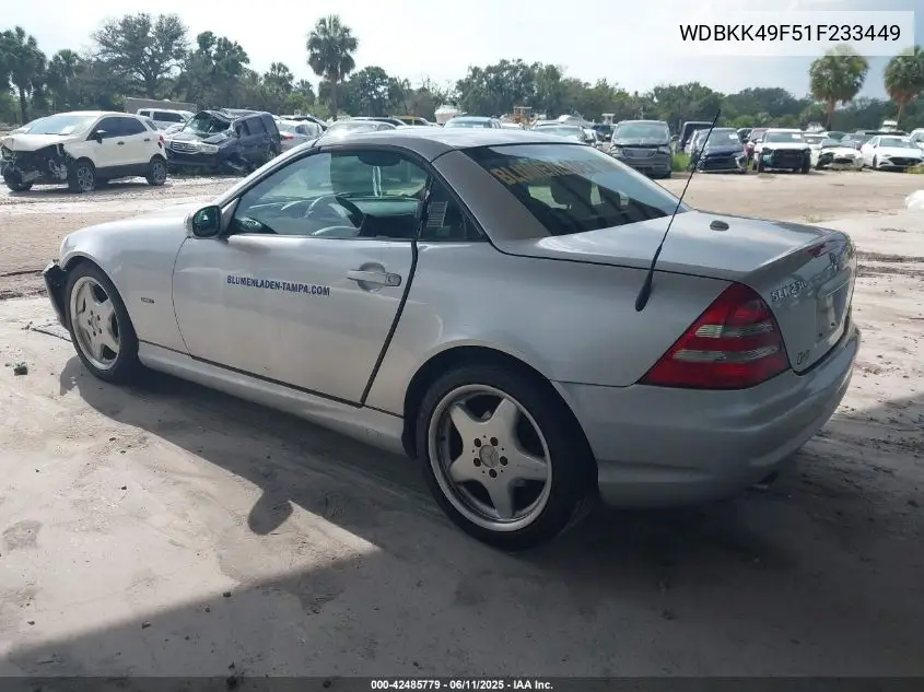 2001 Mercedes-Benz Slk 230 Kompressor VIN: WDBKK49F51F233449 Lot: 42485779