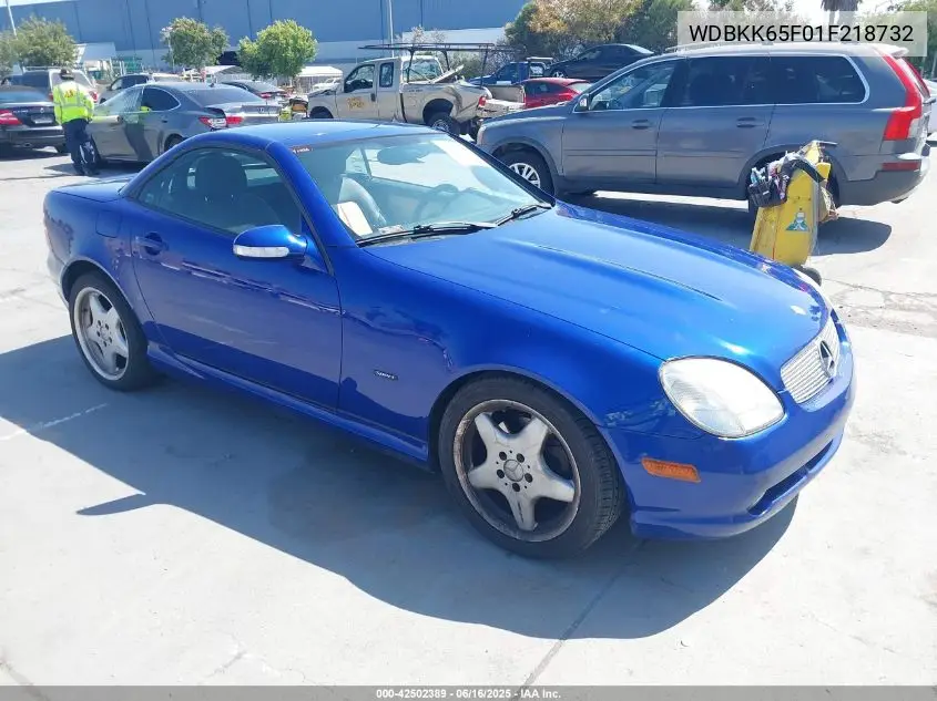 2001 Mercedes-Benz Slk 320 VIN: WDBKK65F01F218732 Lot: 42502389