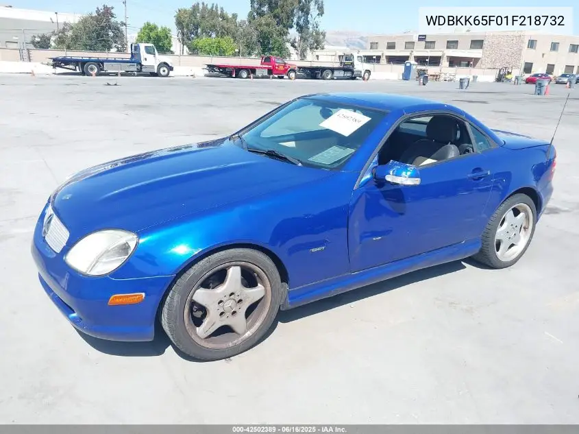 2001 Mercedes-Benz Slk 320 VIN: WDBKK65F01F218732 Lot: 42502389