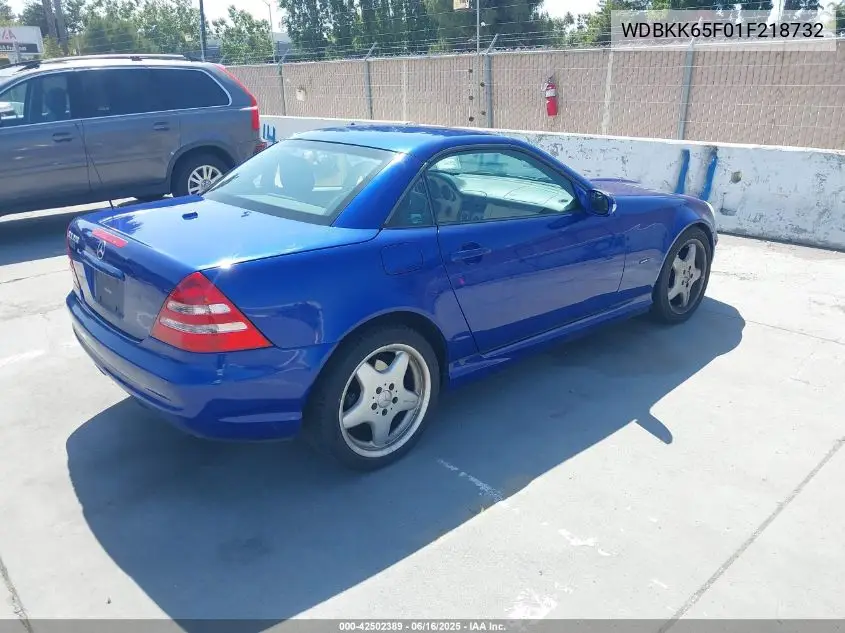 2001 Mercedes-Benz Slk 320 VIN: WDBKK65F01F218732 Lot: 42502389