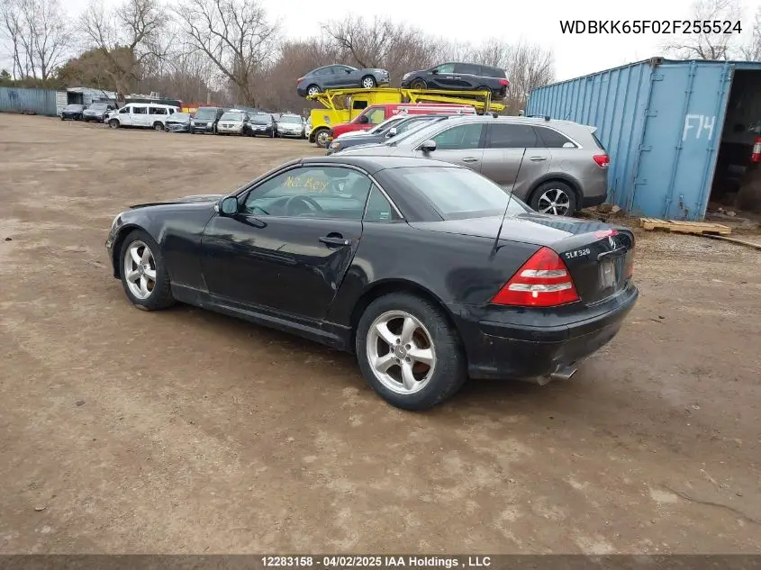2002 Mercedes-Benz Slk 320 VIN: WDBKK65F02F255524 Lot: 12283158