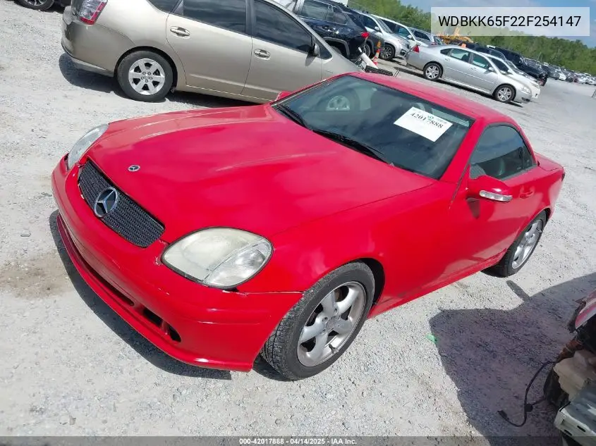 2002 Mercedes-Benz Slk 320 VIN: WDBKK65F22F254147 Lot: 42017888