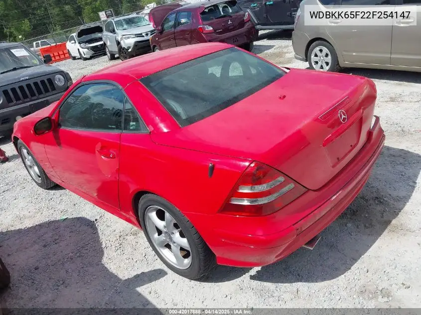 2002 Mercedes-Benz Slk 320 VIN: WDBKK65F22F254147 Lot: 42017888