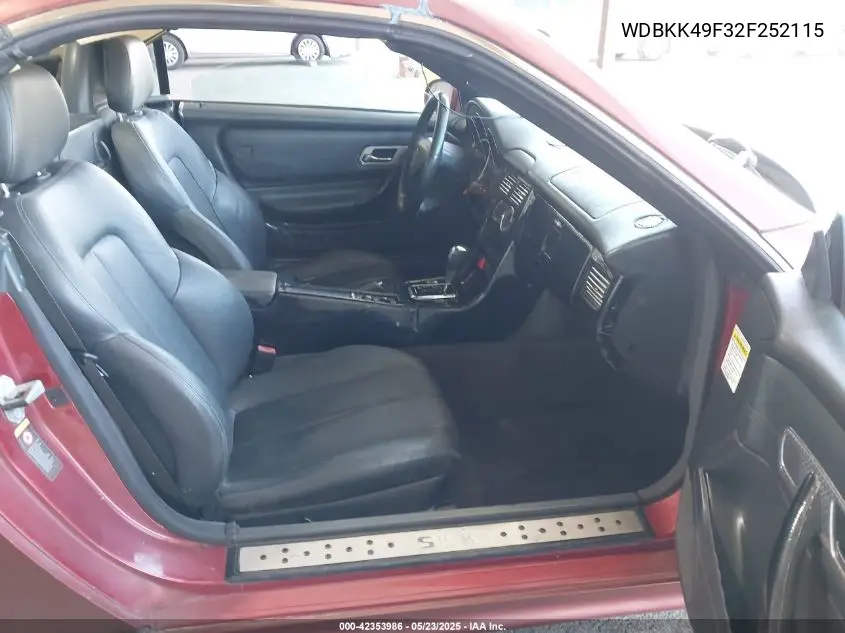 2002 Mercedes-Benz Slk 230 Kompressor VIN: WDBKK49F32F252115 Lot: 42353986
