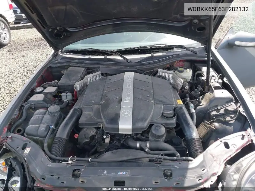 2003 Mercedes-Benz Slk 320 VIN: WDBKK65F63F282132 Lot: 41965580