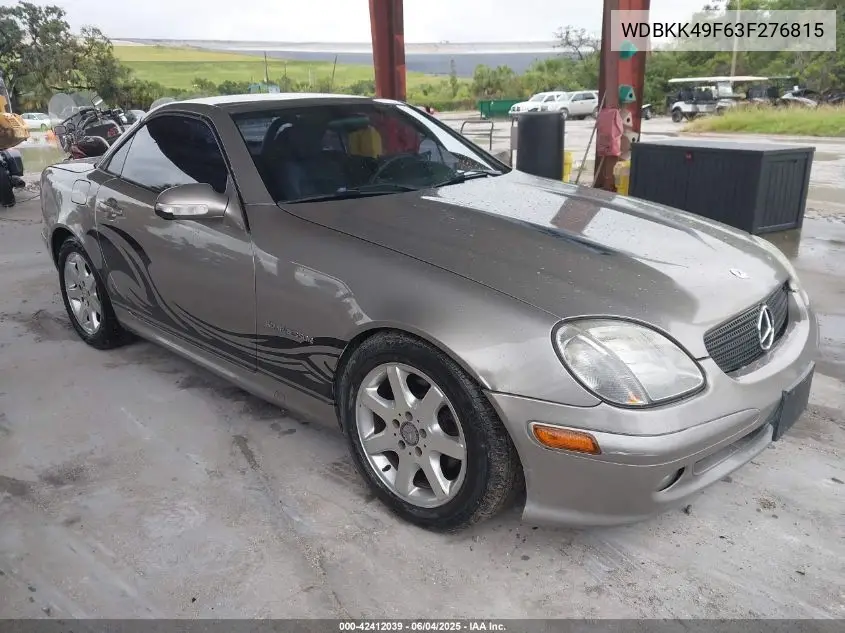 2003 Mercedes-Benz Slk 230 Kompressor VIN: WDBKK49F63F276815 Lot: 42412039