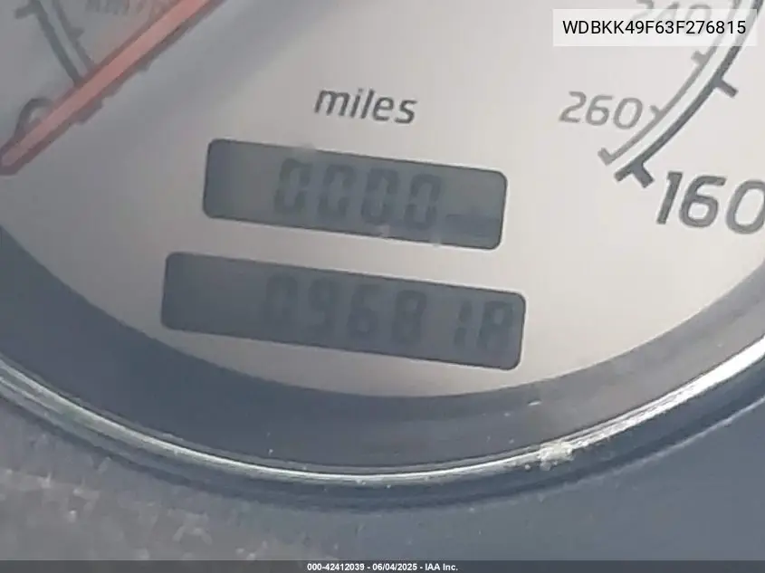 2003 Mercedes-Benz Slk 230 Kompressor VIN: WDBKK49F63F276815 Lot: 42412039