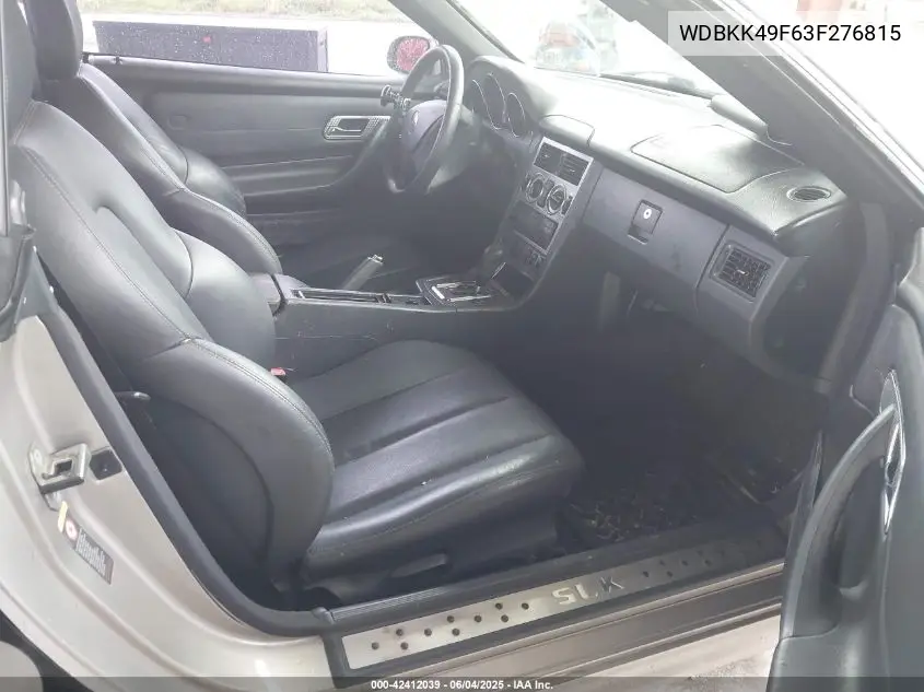 2003 Mercedes-Benz Slk 230 Kompressor VIN: WDBKK49F63F276815 Lot: 42412039