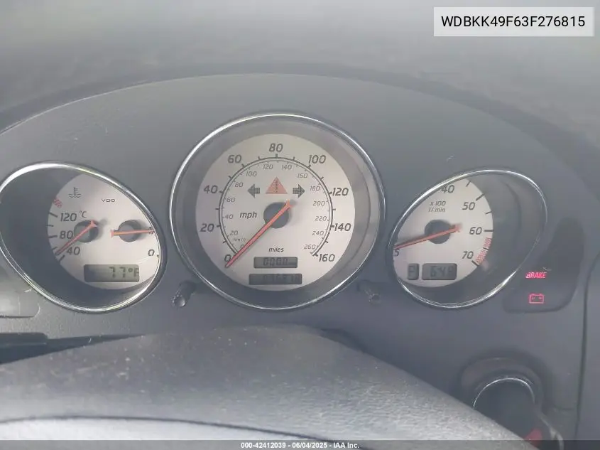 2003 Mercedes-Benz Slk 230 Kompressor VIN: WDBKK49F63F276815 Lot: 42412039