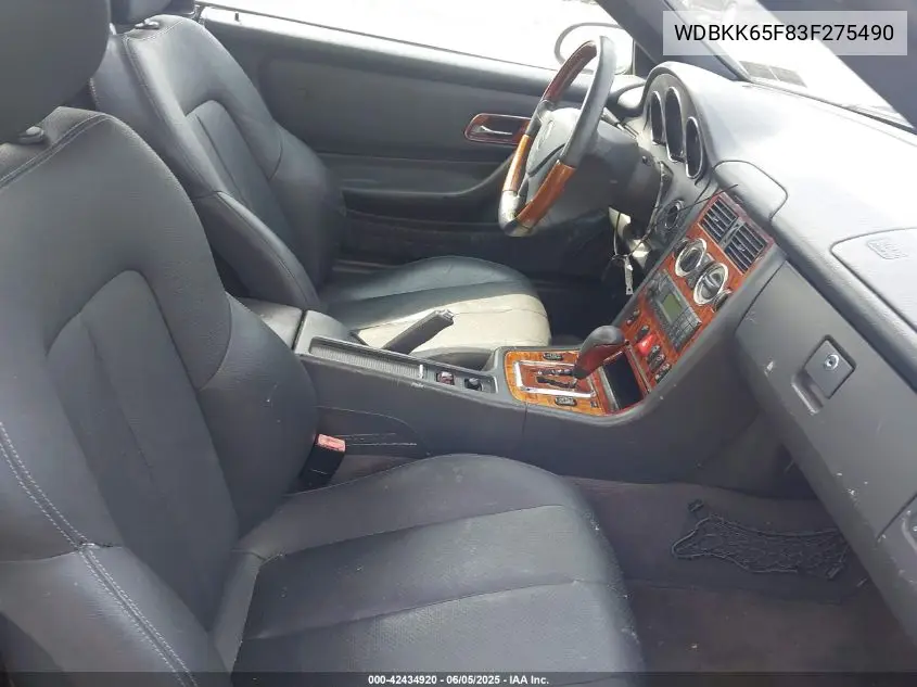 2003 Mercedes-Benz Slk 320 VIN: WDBKK65F83F275490 Lot: 42434920