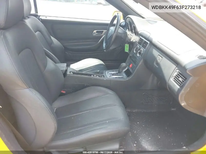 2003 Mercedes-Benz Slk 230 Kompressor VIN: WDBKK49F63F273218 Lot: 42519798
