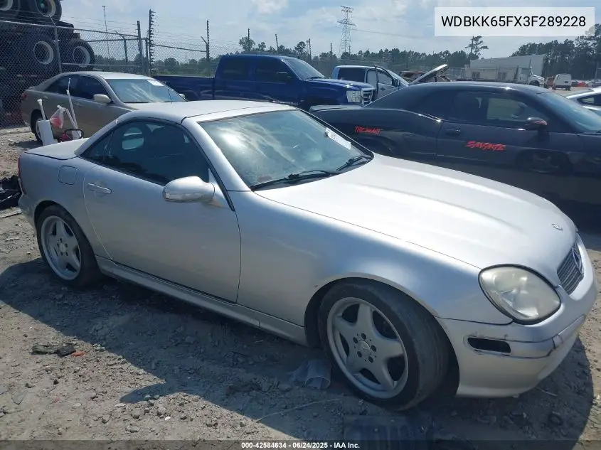 2003 Mercedes-Benz Slk 320 VIN: WDBKK65FX3F289228 Lot: 42584634