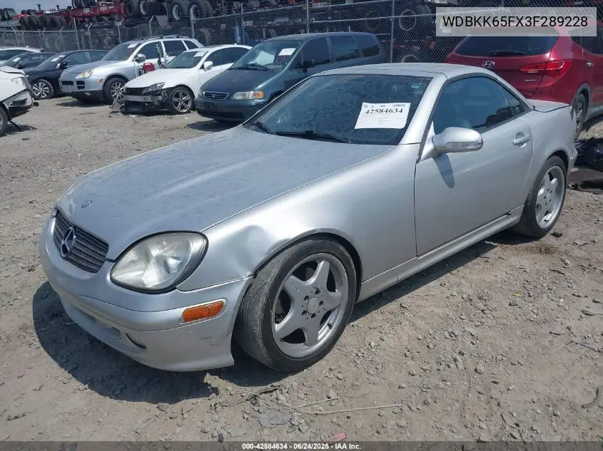 2003 Mercedes-Benz Slk 320 VIN: WDBKK65FX3F289228 Lot: 42584634