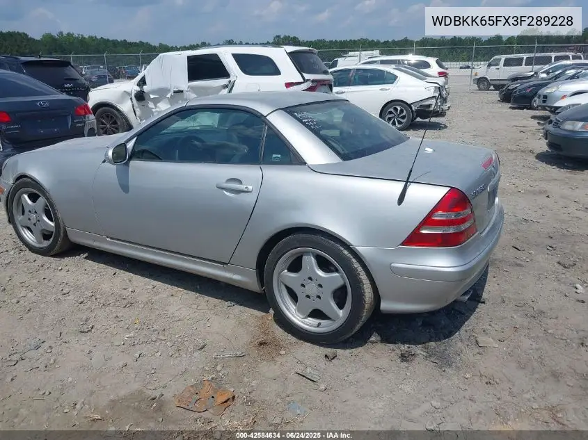 2003 Mercedes-Benz Slk 320 VIN: WDBKK65FX3F289228 Lot: 42584634