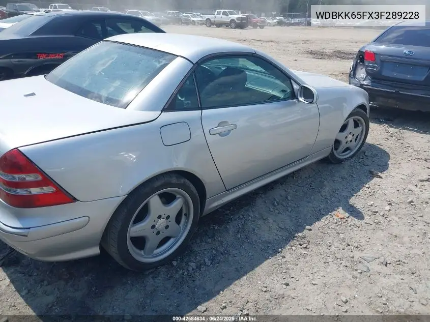 2003 Mercedes-Benz Slk 320 VIN: WDBKK65FX3F289228 Lot: 42584634