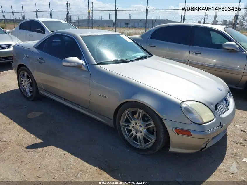 2004 Mercedes-Benz Slk 230 Kompressor VIN: WDBKK49F14F303436 Lot: 42595448