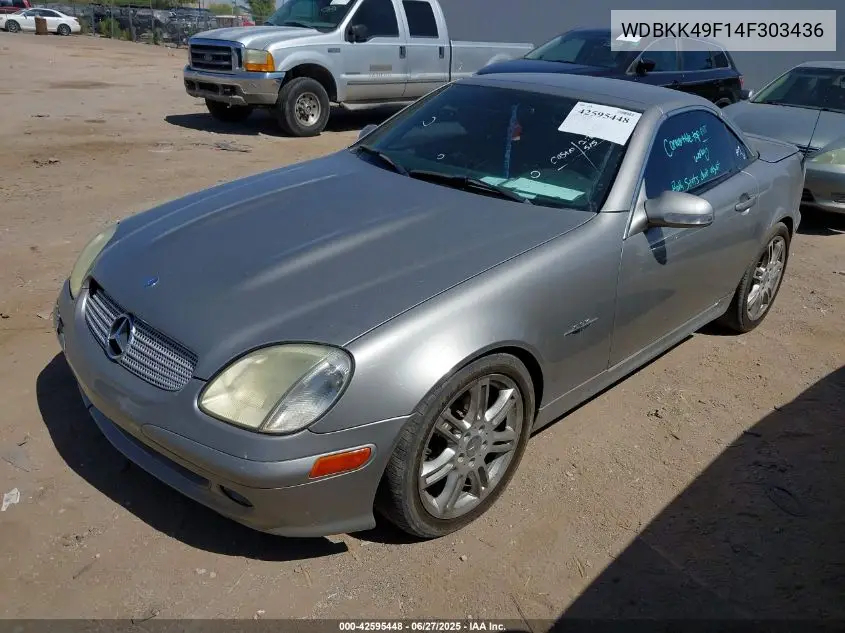 2004 Mercedes-Benz Slk 230 Kompressor VIN: WDBKK49F14F303436 Lot: 42595448