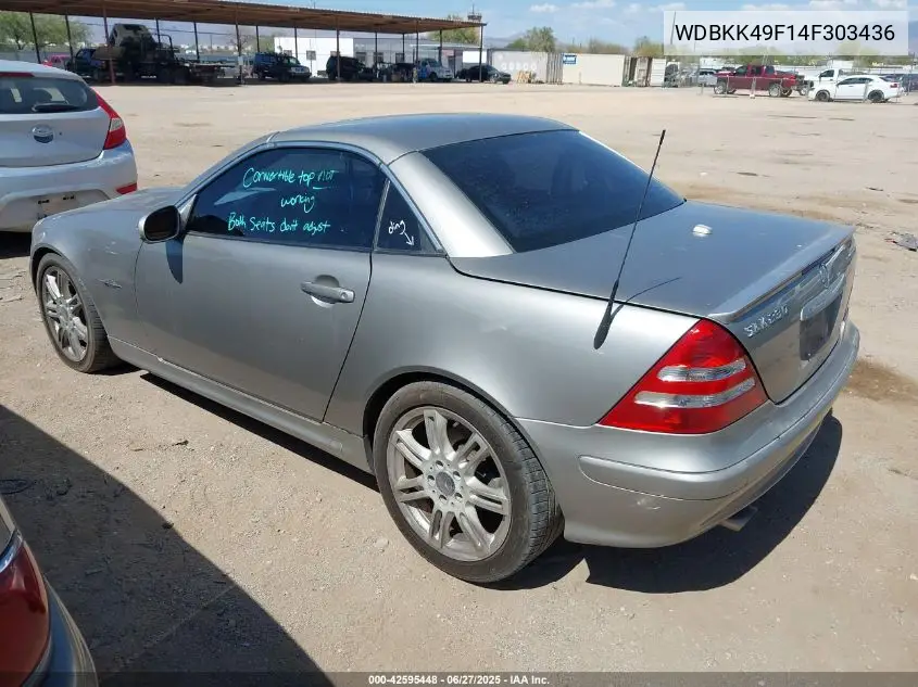2004 Mercedes-Benz Slk 230 Kompressor VIN: WDBKK49F14F303436 Lot: 42595448