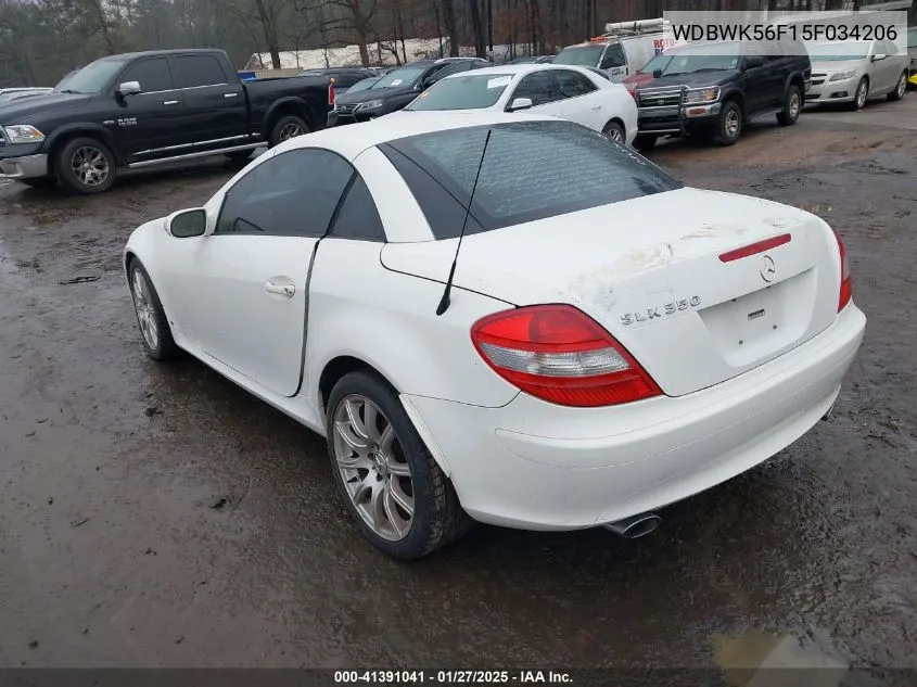 2005 Mercedes-Benz Slk 350 VIN: WDBWK56F15F034206 Lot: 41391041