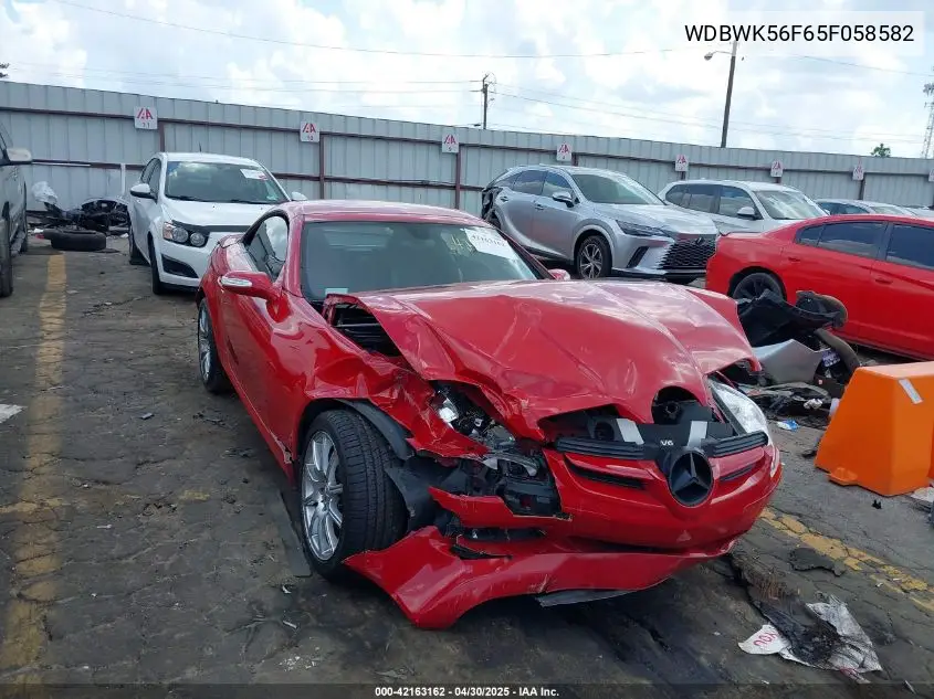 2005 Mercedes-Benz Slk 350 VIN: WDBWK56F65F058582 Lot: 42163162