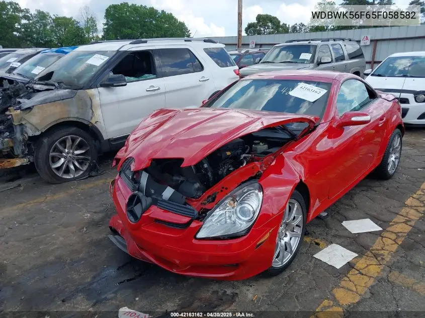 2005 Mercedes-Benz Slk 350 VIN: WDBWK56F65F058582 Lot: 42163162
