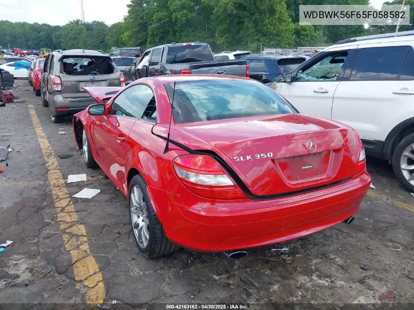 2005 Mercedes-Benz Slk 350 VIN: WDBWK56F65F058582 Lot: 42163162