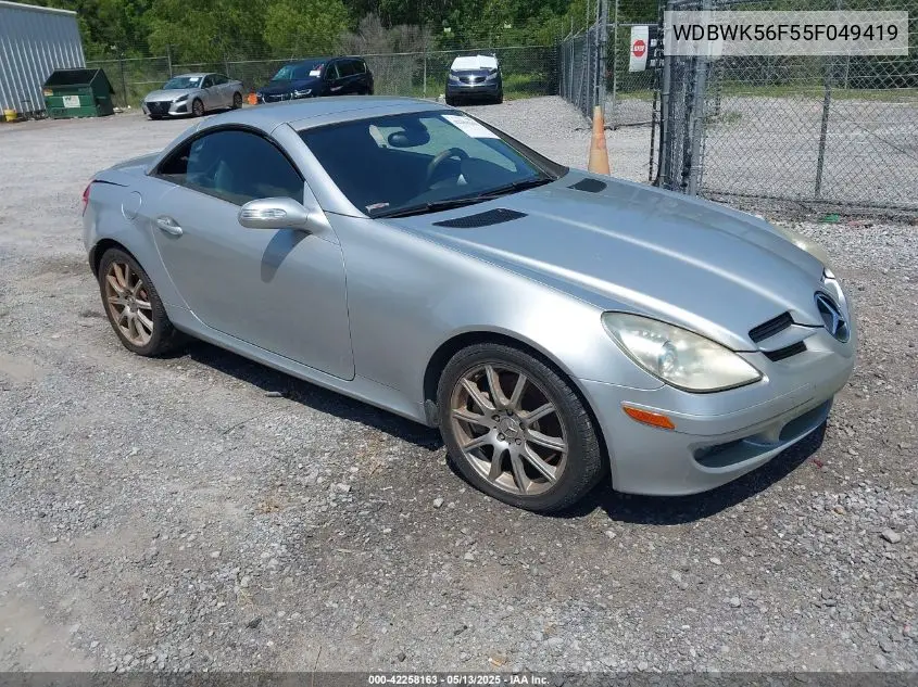 2005 Mercedes-Benz Slk 350 VIN: WDBWK56F55F049419 Lot: 42258163