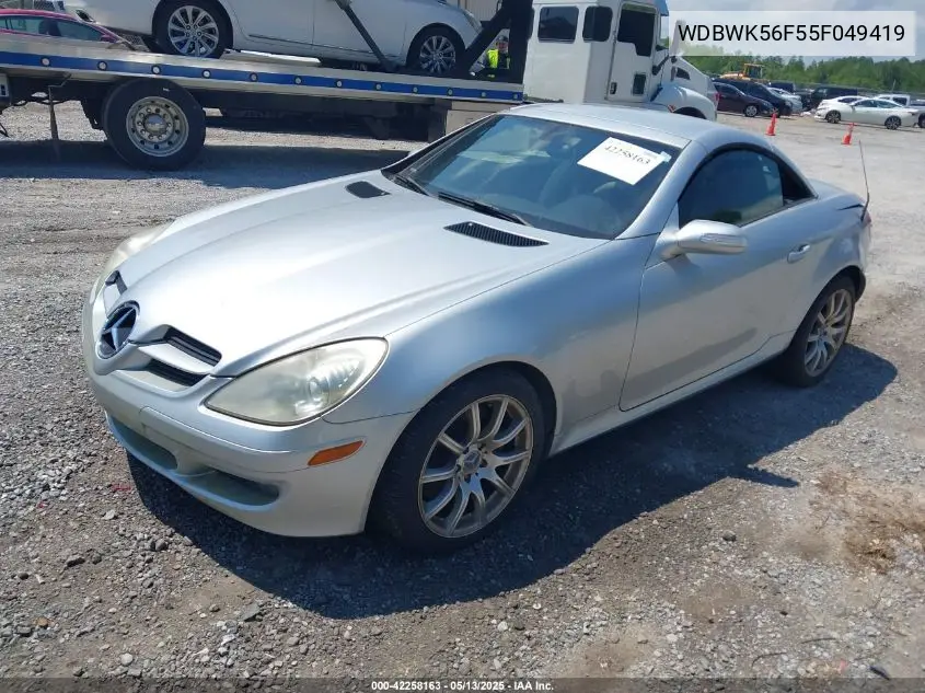 2005 Mercedes-Benz Slk 350 VIN: WDBWK56F55F049419 Lot: 42258163