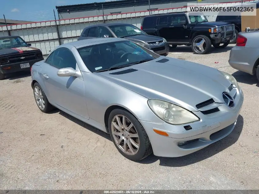 2005 Mercedes-Benz Slk 350 VIN: WDBWK56F65F042365 Lot: 42521851