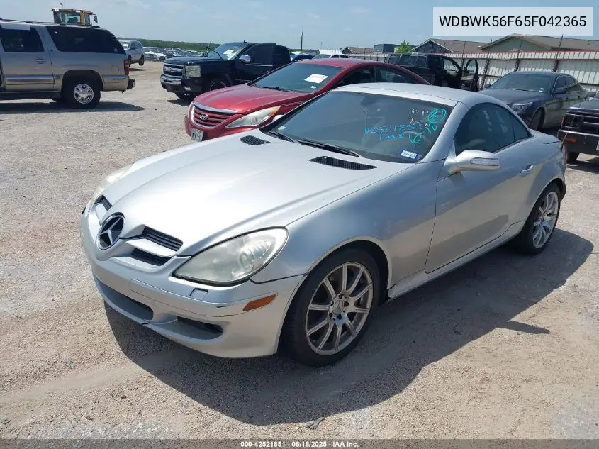 2005 Mercedes-Benz Slk 350 VIN: WDBWK56F65F042365 Lot: 42521851