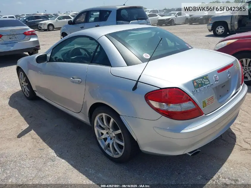 2005 Mercedes-Benz Slk 350 VIN: WDBWK56F65F042365 Lot: 42521851