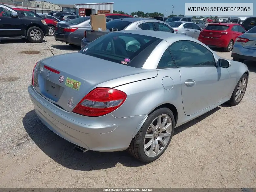 2005 Mercedes-Benz Slk 350 VIN: WDBWK56F65F042365 Lot: 42521851