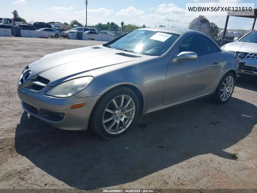 2006 Mercedes-Benz Slk 350 VIN: WDBWK56FX6F121510 Lot: 42086081