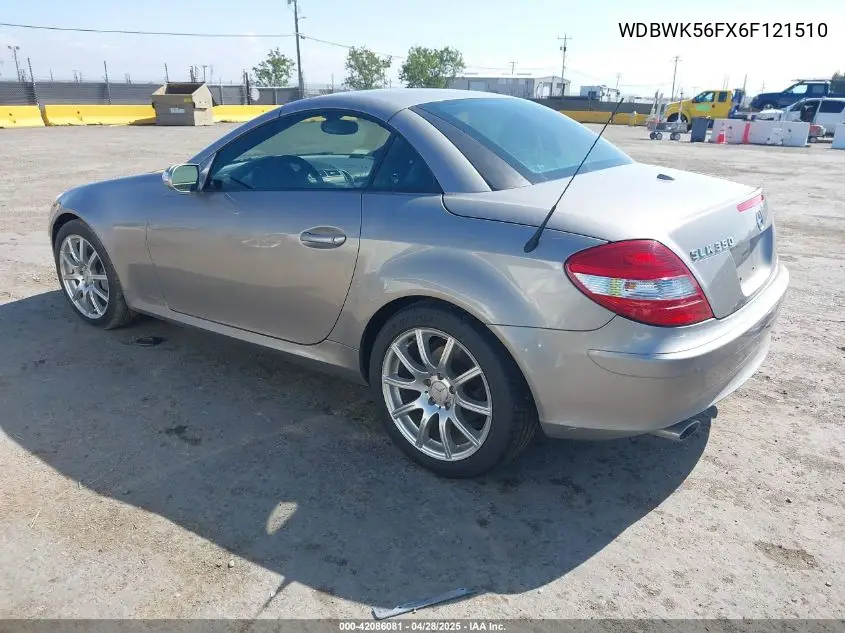 2006 Mercedes-Benz Slk 350 VIN: WDBWK56FX6F121510 Lot: 42086081