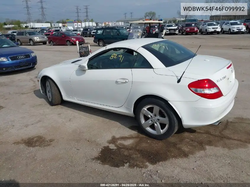 2006 Mercedes-Benz Slk 280 VIN: WDBWK54F46F099992 Lot: 42128291