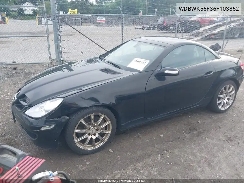 2006 Mercedes-Benz Slk 350 VIN: WDBWK56F36F103852 Lot: 42607255