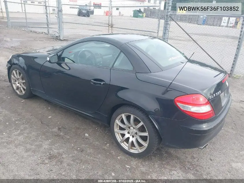 2006 Mercedes-Benz Slk 350 VIN: WDBWK56F36F103852 Lot: 42607255