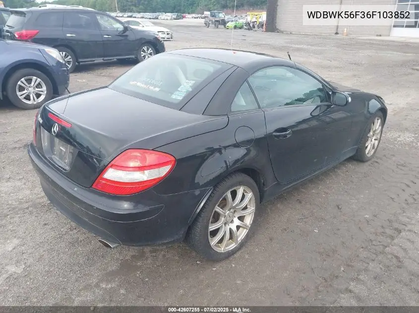 2006 Mercedes-Benz Slk 350 VIN: WDBWK56F36F103852 Lot: 42607255