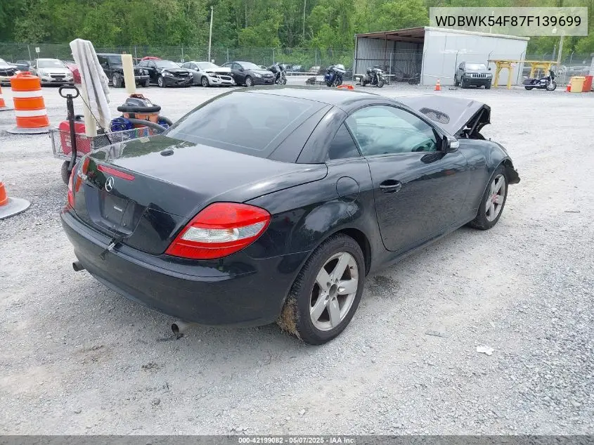 2007 Mercedes-Benz Slk 280 VIN: WDBWK54F87F139699 Lot: 42199082