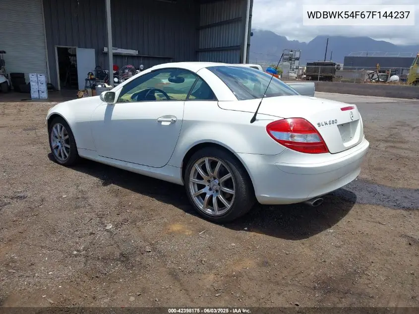 2007 Mercedes-Benz Slk 280 VIN: WDBWK54F67F144237 Lot: 42398175