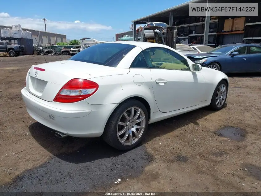 2007 Mercedes-Benz Slk 280 VIN: WDBWK54F67F144237 Lot: 42398175