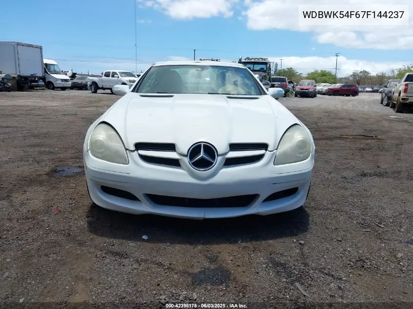 2007 Mercedes-Benz Slk 280 VIN: WDBWK54F67F144237 Lot: 42398175