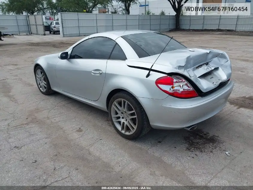2007 Mercedes-Benz Slk 280 VIN: WDBWK54F67F160454 Lot: 42425434