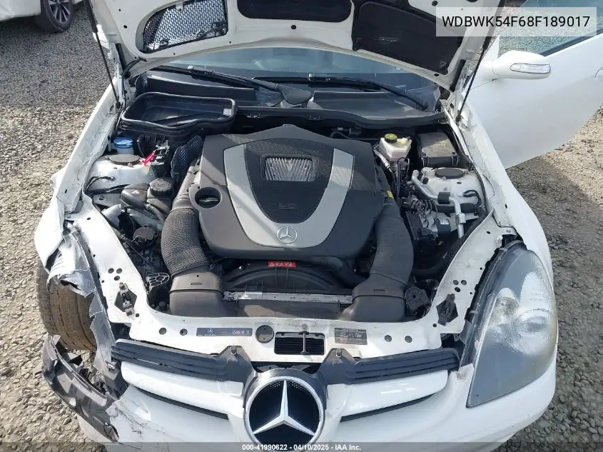 2008 Mercedes-Benz Slk 280 VIN: WDBWK54F68F189017 Lot: 41990622